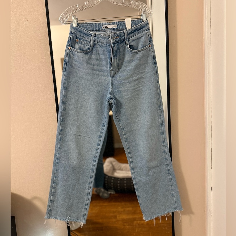 Zara high rise blue jeans